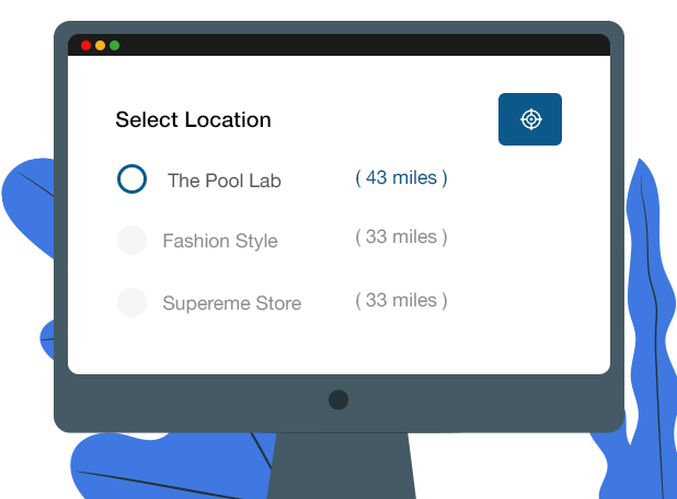 One type of store selection widget is a set of radio buttons that can be used to select a store.